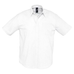 SOLS Mens Brisbane Oxford Short-Sleeved Shirt / White